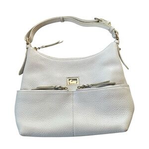 Authentic Dooney & Bourke Ivory Color Pebbled Leather Shoulder Bag Gold Hardware
